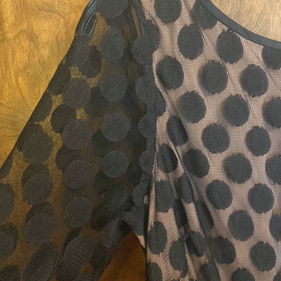 Gorgeous Eliza J black sheer mesh polka dot fit and flare, size 8 - Picture 7 of 12